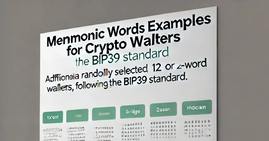 Mnemonic Words Examples for Crypto Security (BIP39)