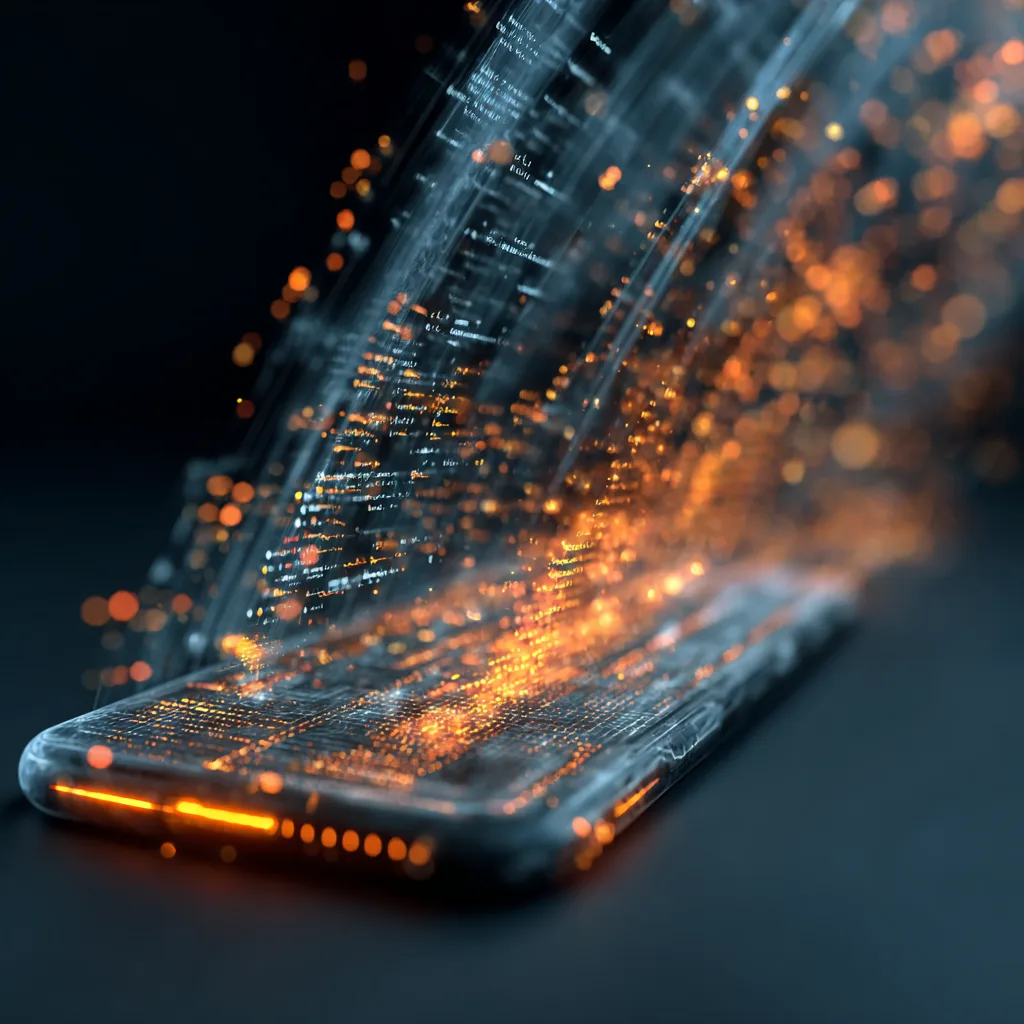 Smartphone dissolving into streams of code: a hot wallet keeps its keys on an online device